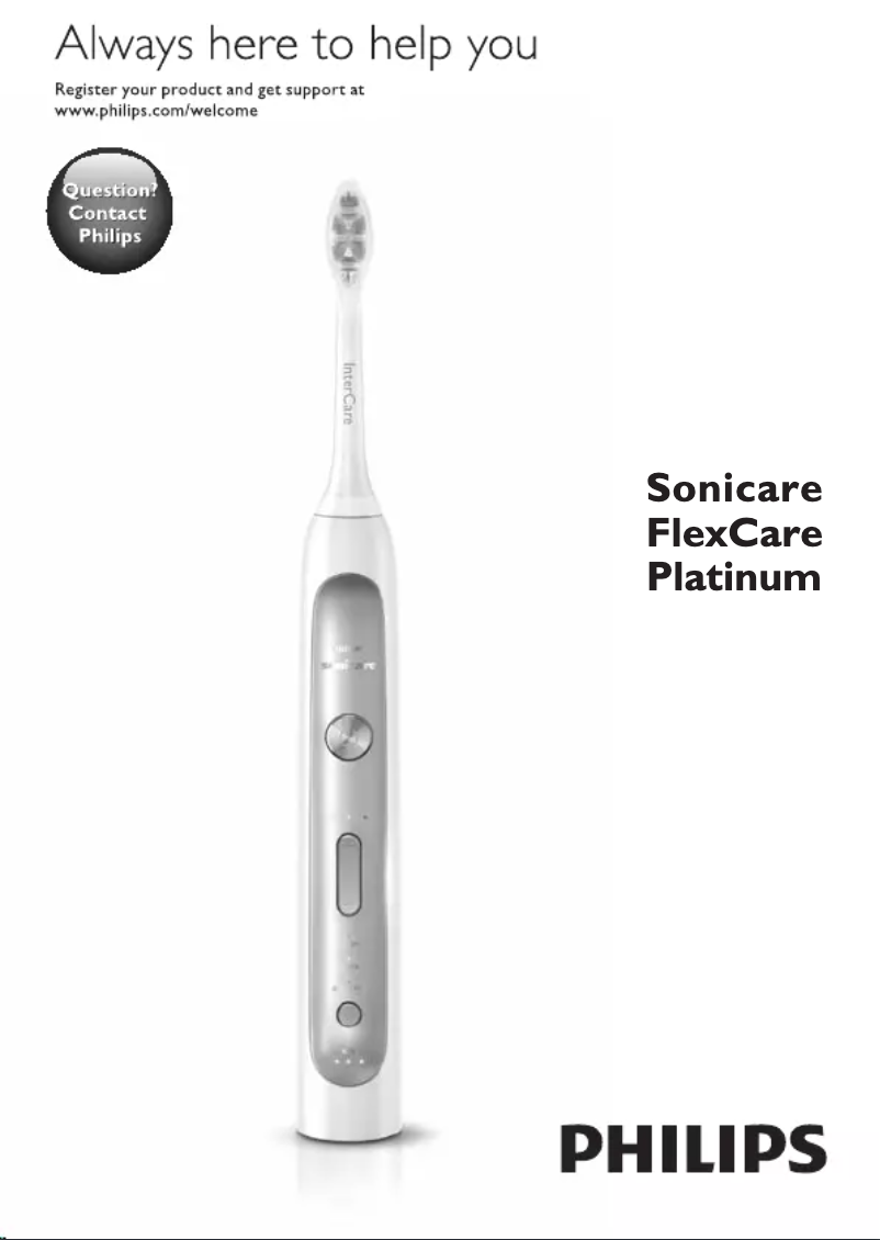 Imagen de la primera página del manual del dispositivo Sonicare FlexCare Platinum HX9182