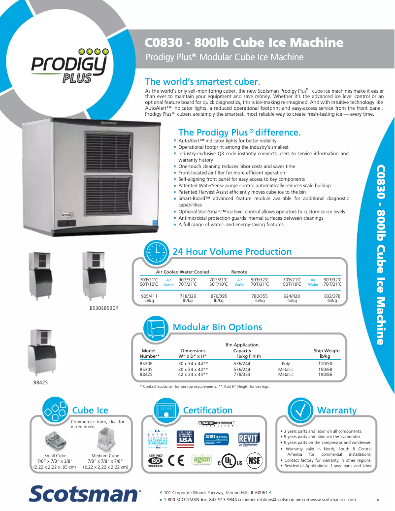 Página nº 1 - Ficha técnica Scotsman C0830MA-32