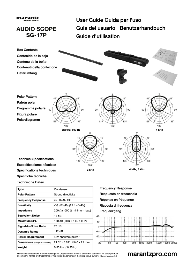 Página 1 del manual Manual de usuario Marantz Audio Scope SG-17P