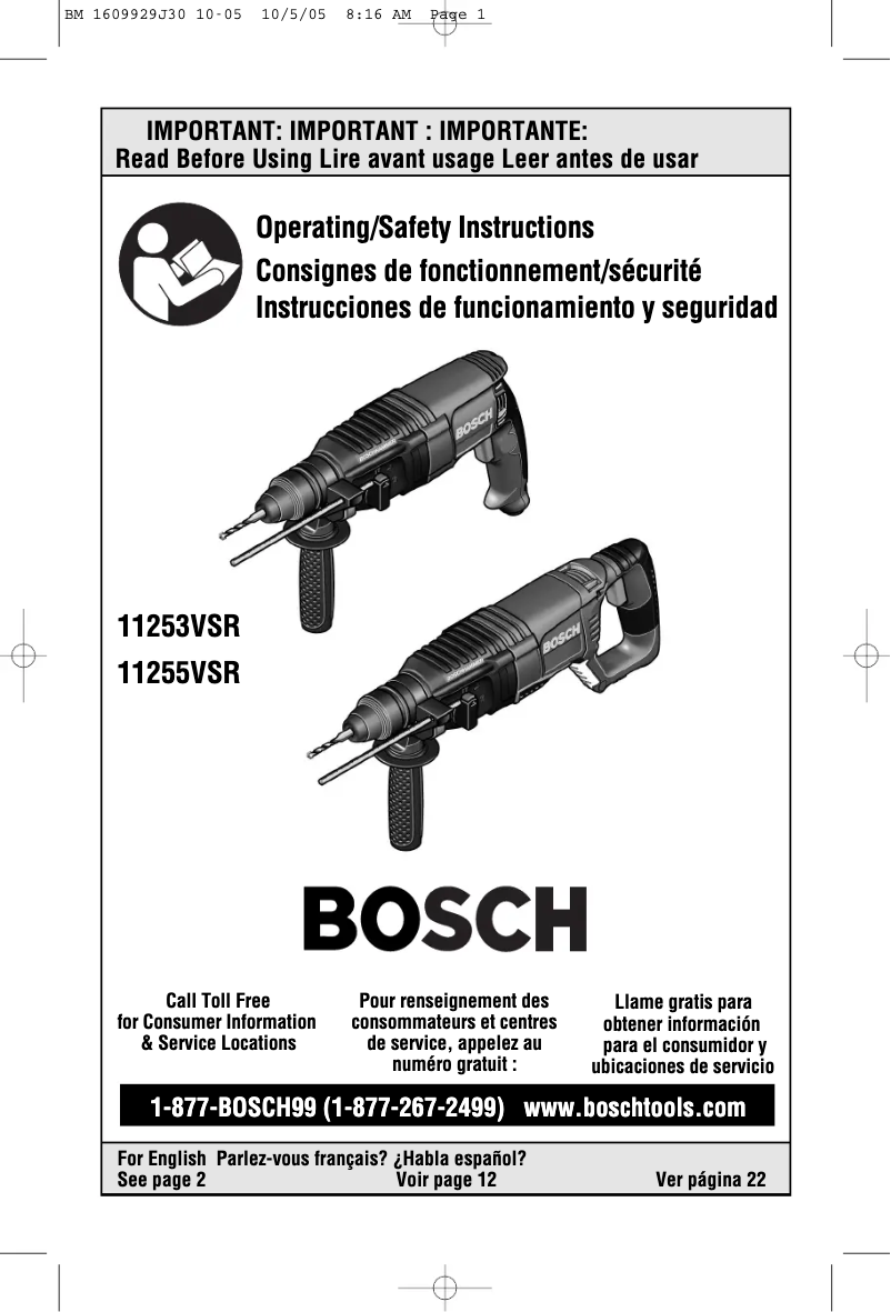 Página nº 1 - Manual de usuario Bosch 11255VSR