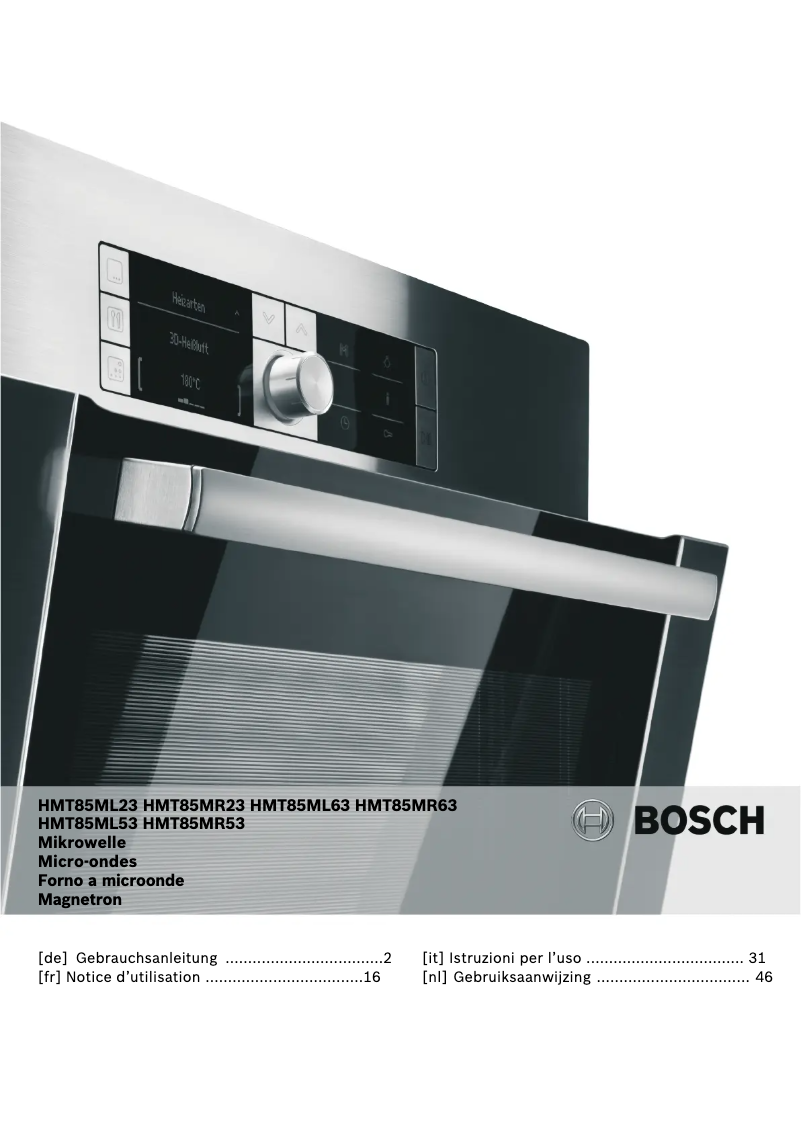 Página nº 1 - Manual de usuario Bosch HMT85MR23