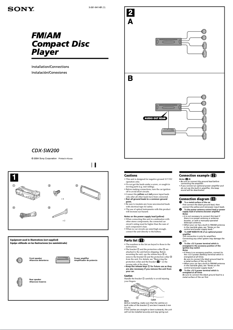 Imagen de la primera página del manual del dispositivo CDX-SW200