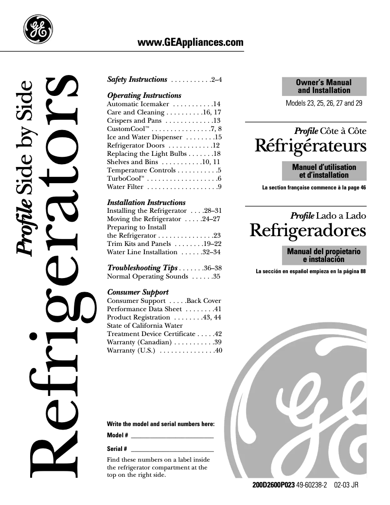 Imagen de la primera página del manual del dispositivo PSI23SGPBS