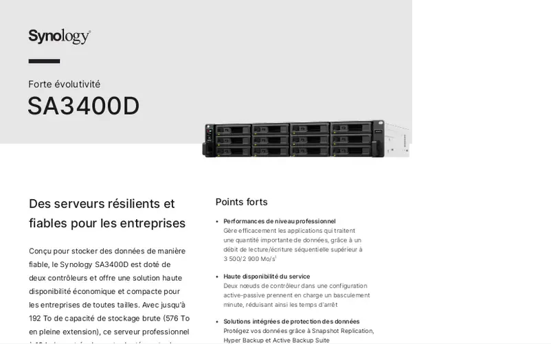 Página 1 del manual Ficha técnica Synology SA3400D