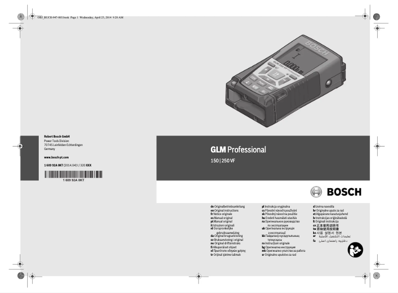Página 1 del manual Manual de usuario Bosch GLM 250 VF Professional