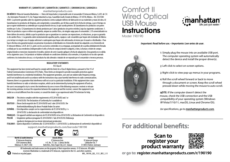 Página nº 1 - Manual de usuario Manhattan 190190