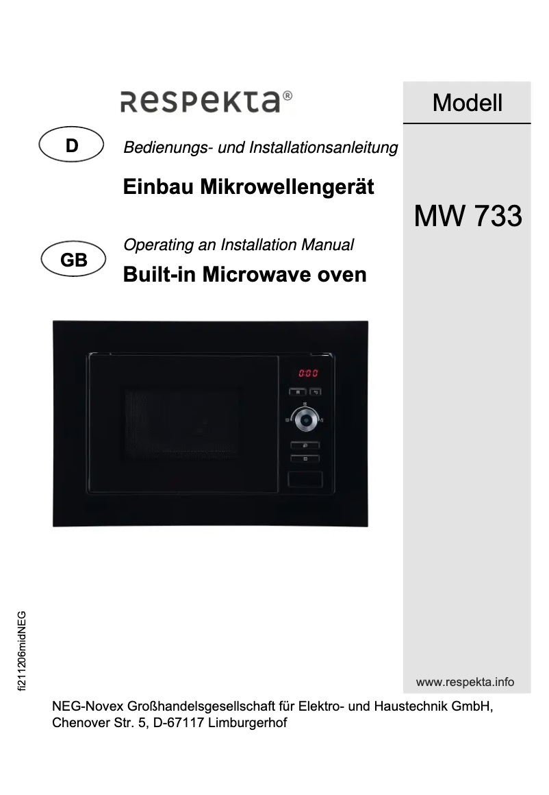 Imagen de la primera página del manual del dispositivo MW 733