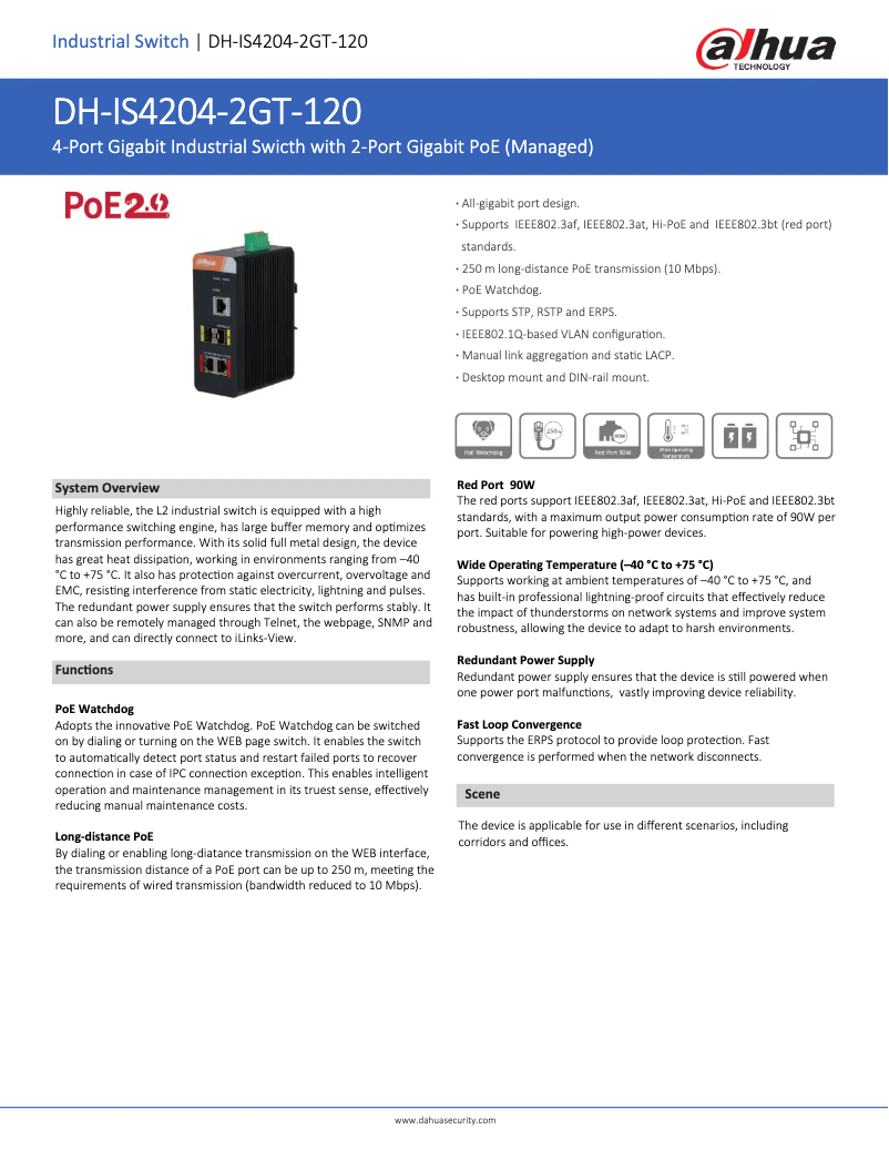 Imagen de la primera página del manual del dispositivo IS4204-2GT-120