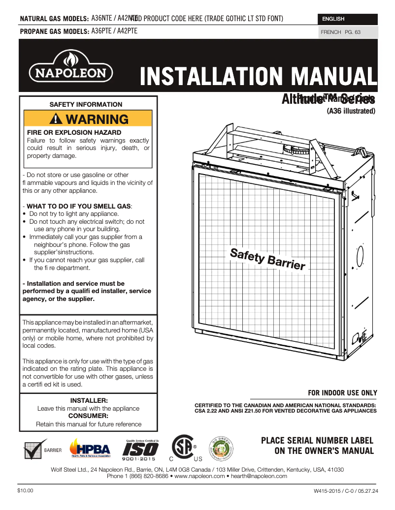Imagen de la primera página del manual del dispositivo Altitude 36