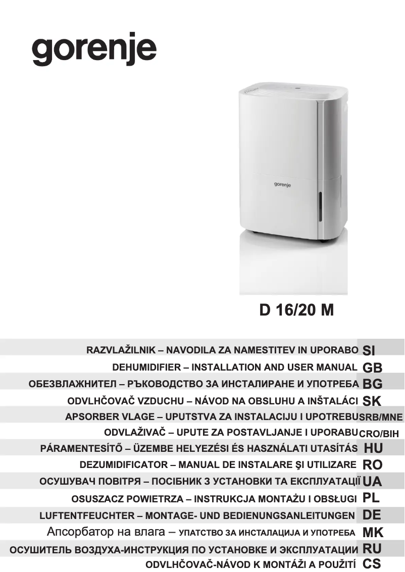 Página 1 del manual Manual de usuario Gorenje D20M