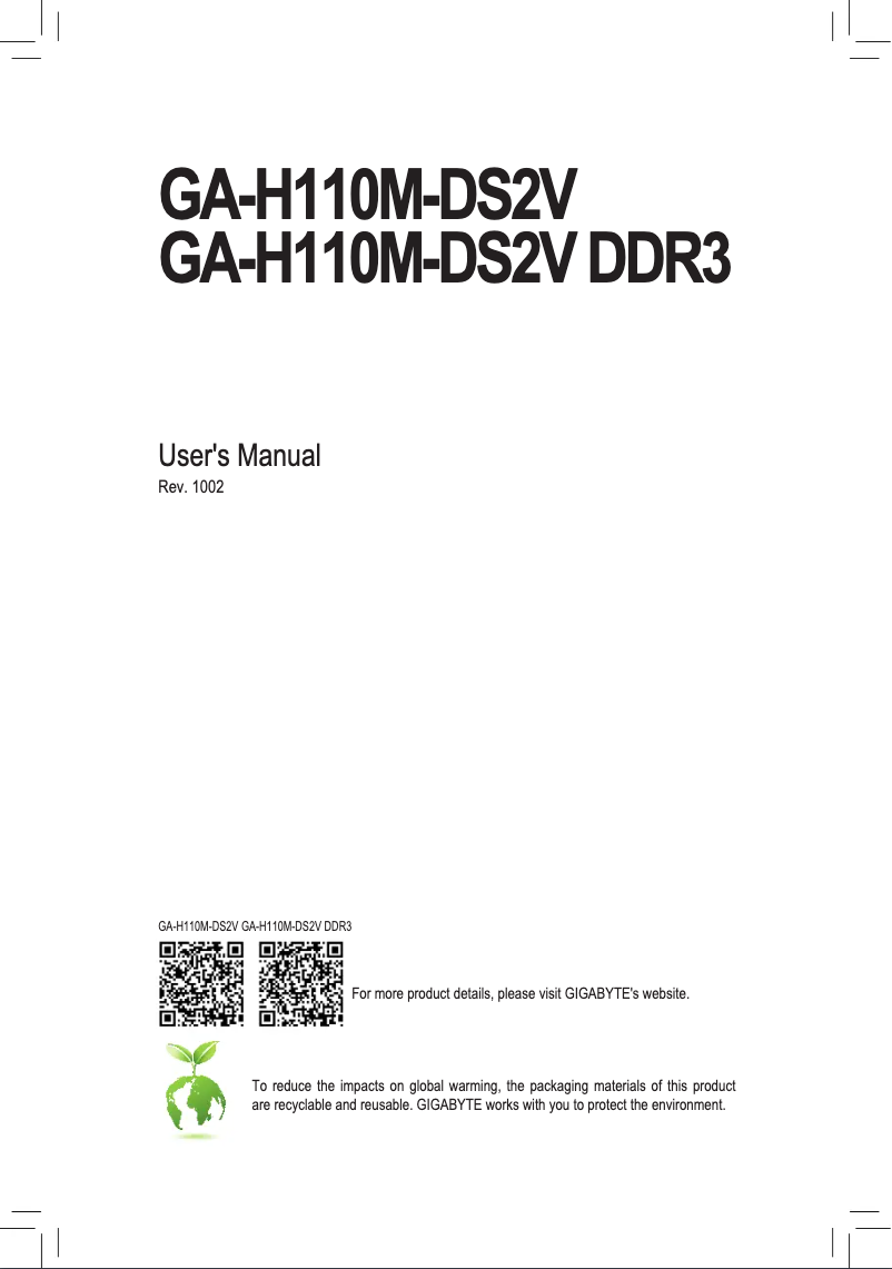 Imagen de la primera página del manual del dispositivo GA-H110M-DS2V