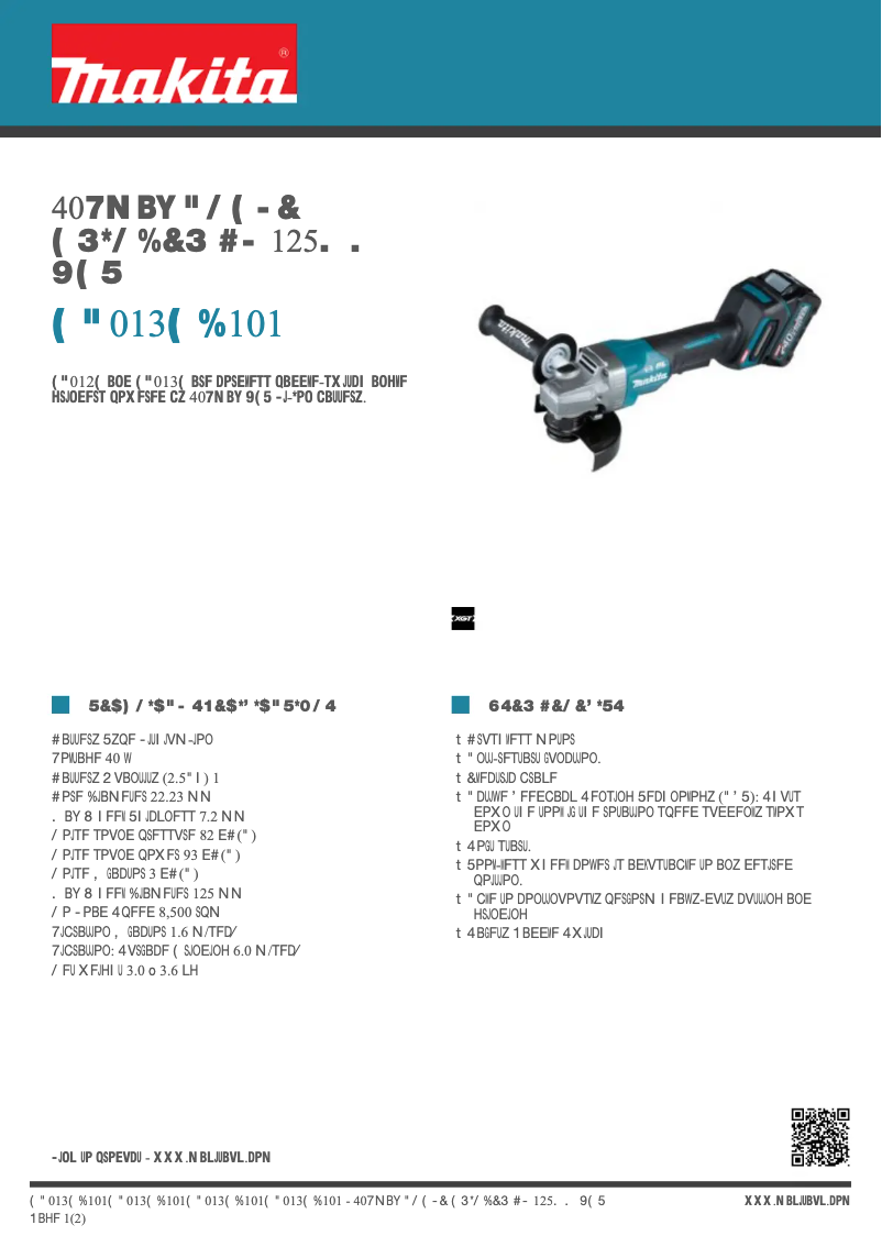 Página 1 del manual Ficha técnica Makita GA013GD101