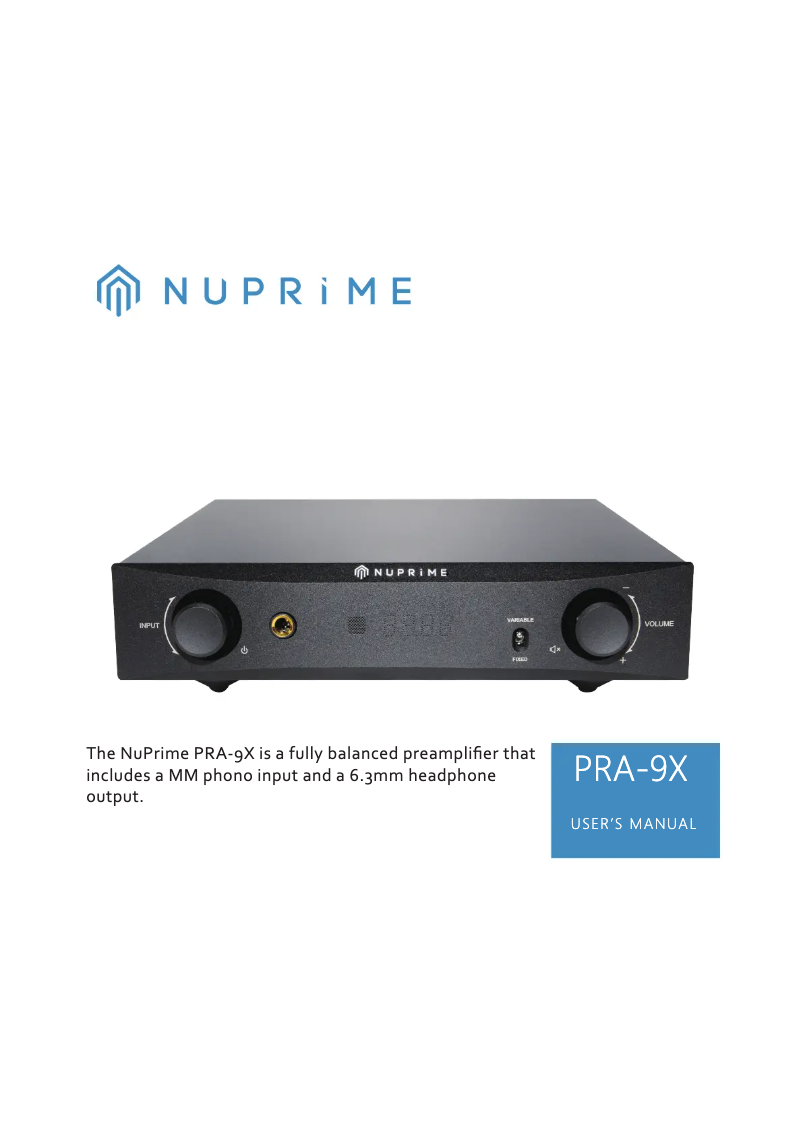 Imagen de la primera página del manual del dispositivo PRA-9X