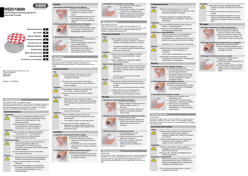 Imagen de la primera página del manual del dispositivo HSZU10000