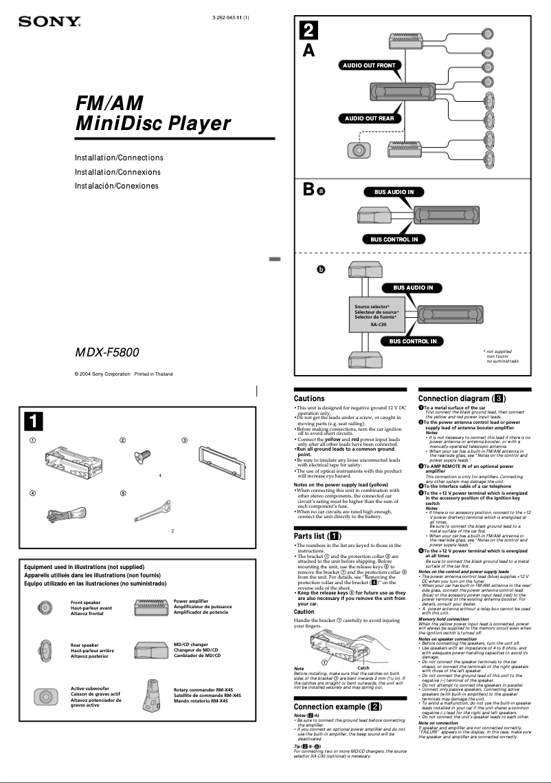 Imagen de la primera página del manual del dispositivo MDX-F5800