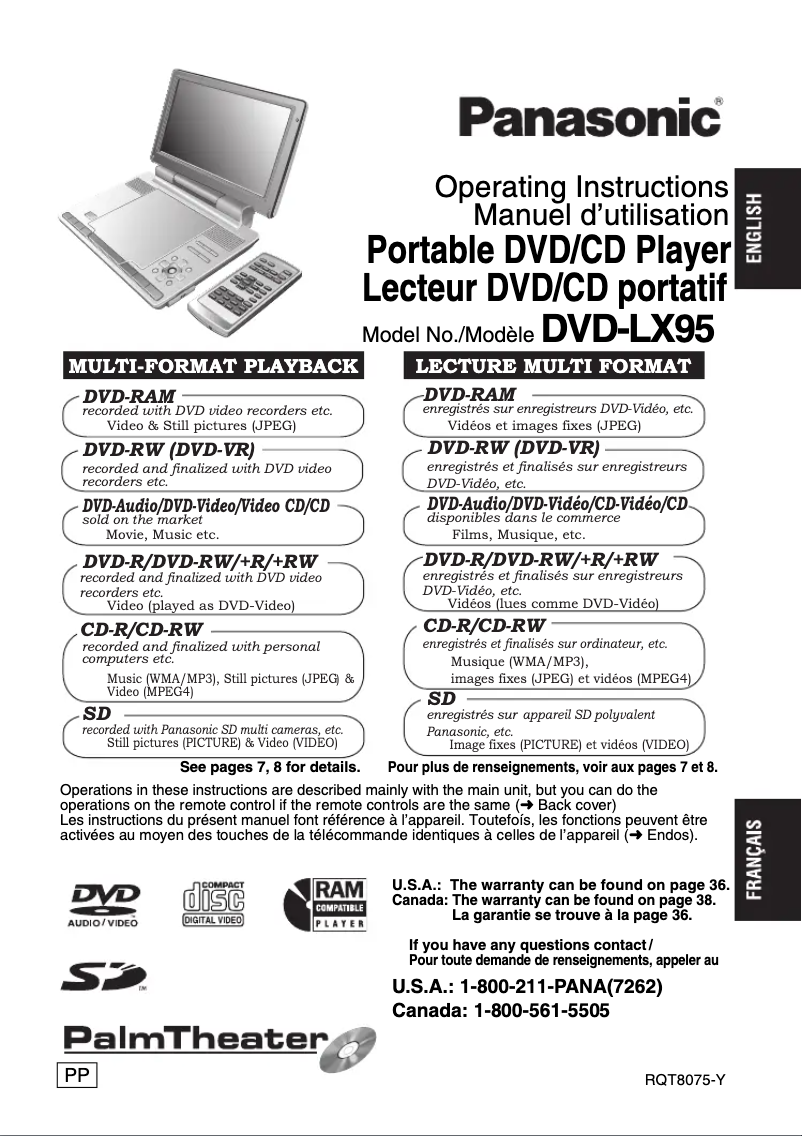 Página nº 1 - Manual de usuario Panasonic DVD-LX95