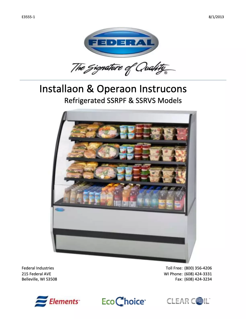 Página 1 del manual Manual de usuario Federal SSRVS-7742