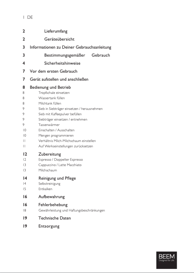 Imagen de la primera página del manual del dispositivo Espresso Classico II