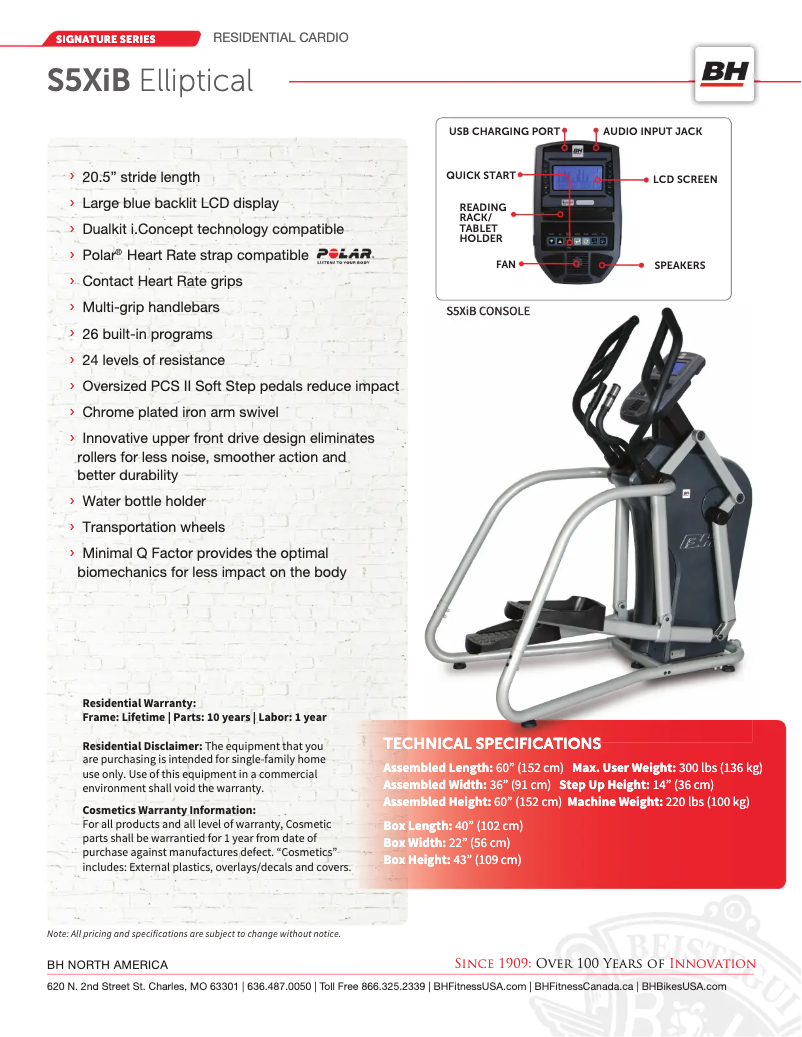 Página nº 1 - Ficha técnica BH Fitness S5XiB