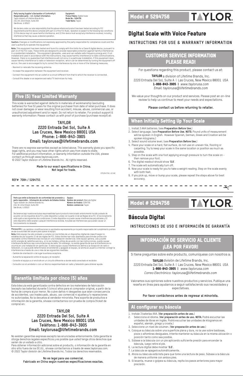 Imagen de la primera página del manual del dispositivo 5294756