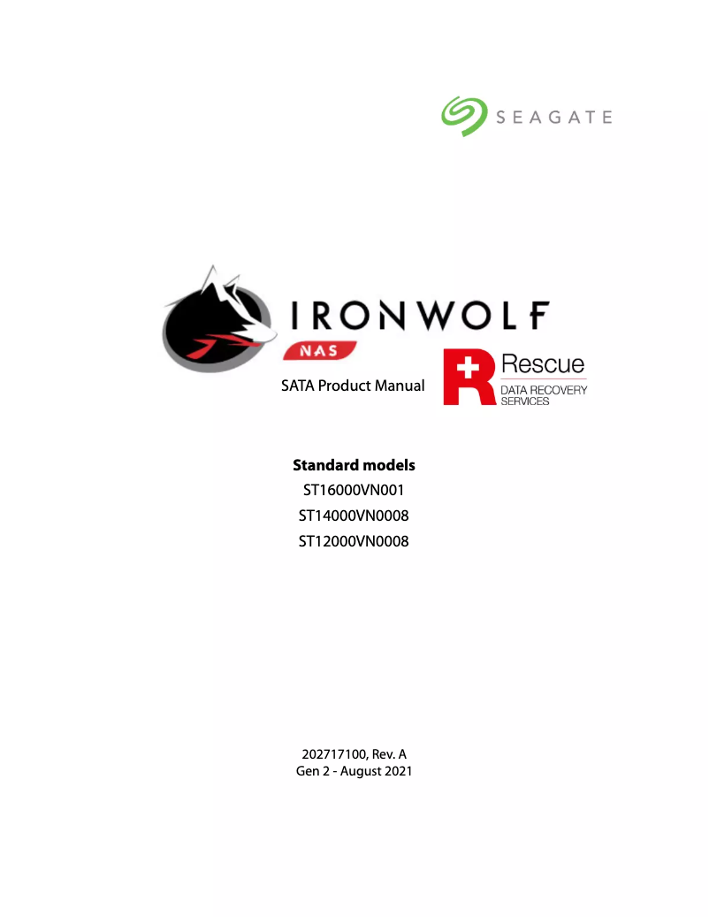 Imagen de la primera página del manual del dispositivo IronWolf