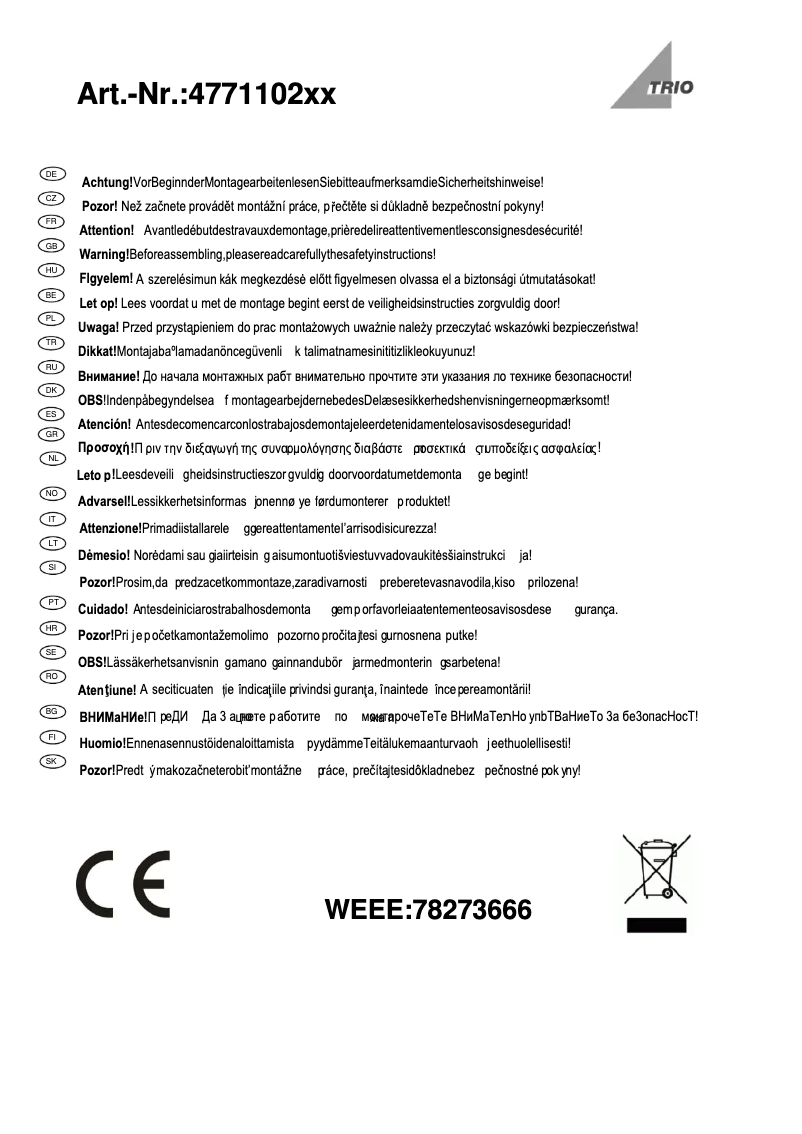 Imagen de la primera página del manual del dispositivo Cassini 477110208