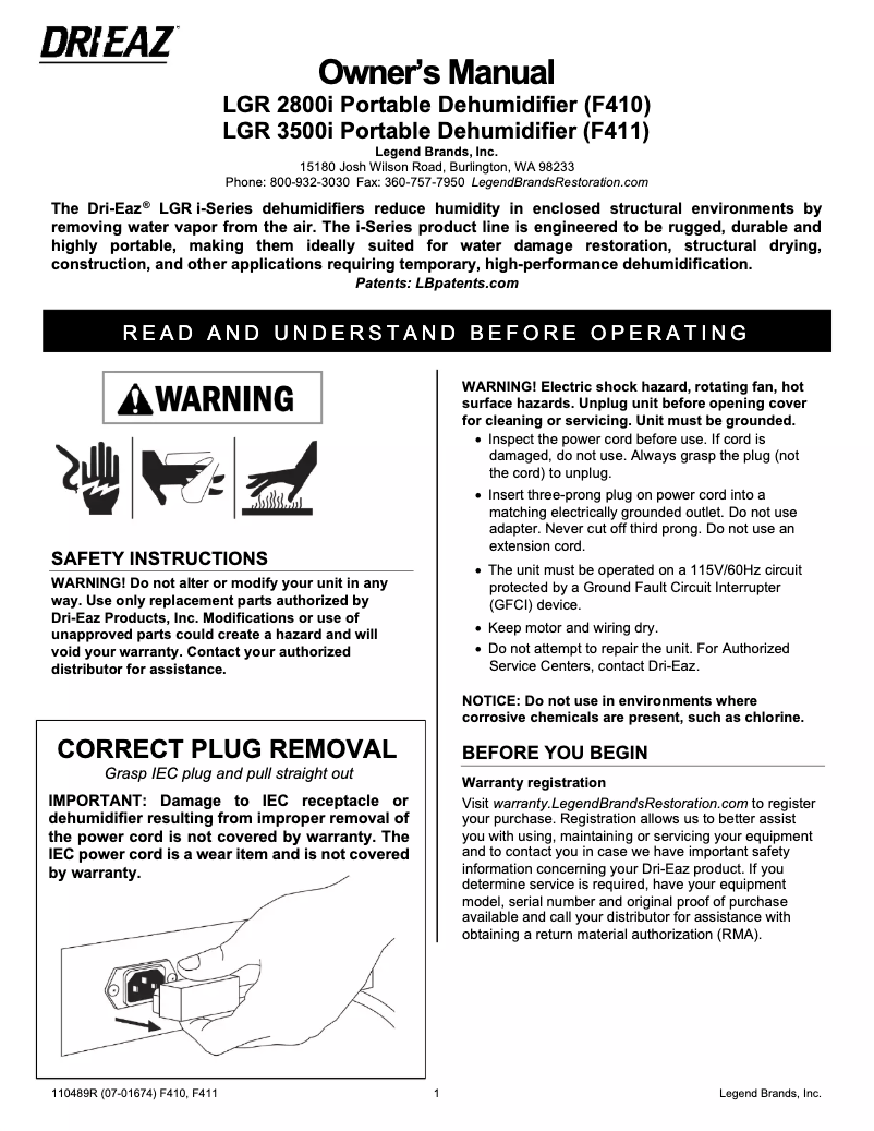 Imagen de la primera página del manual del dispositivo LGR 2800i