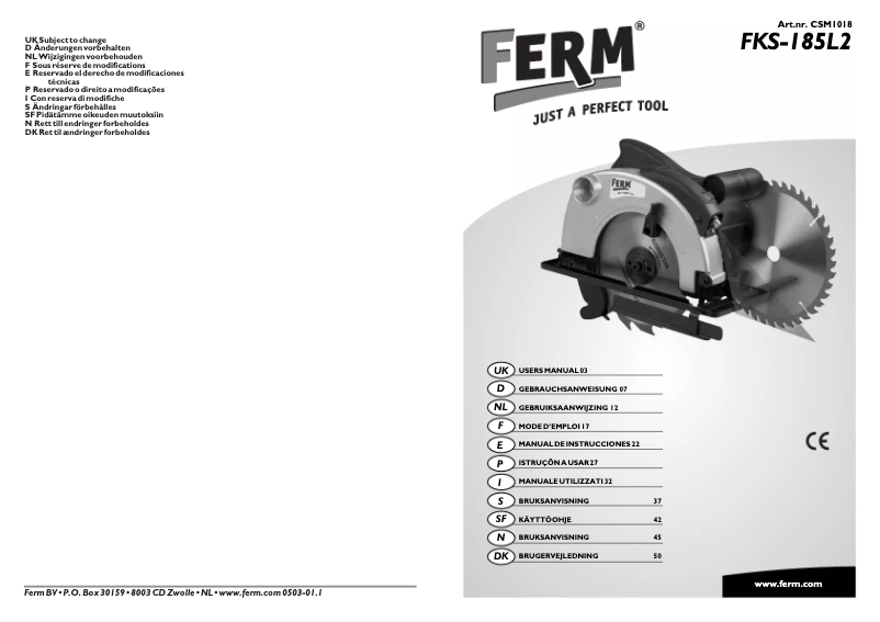 Página 1 del manual Manual de usuario Ferm FKS-185L2