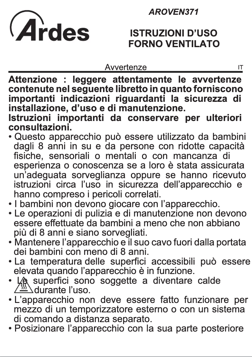Página nº 1 - Manual de usuario Ardes AROVEN371