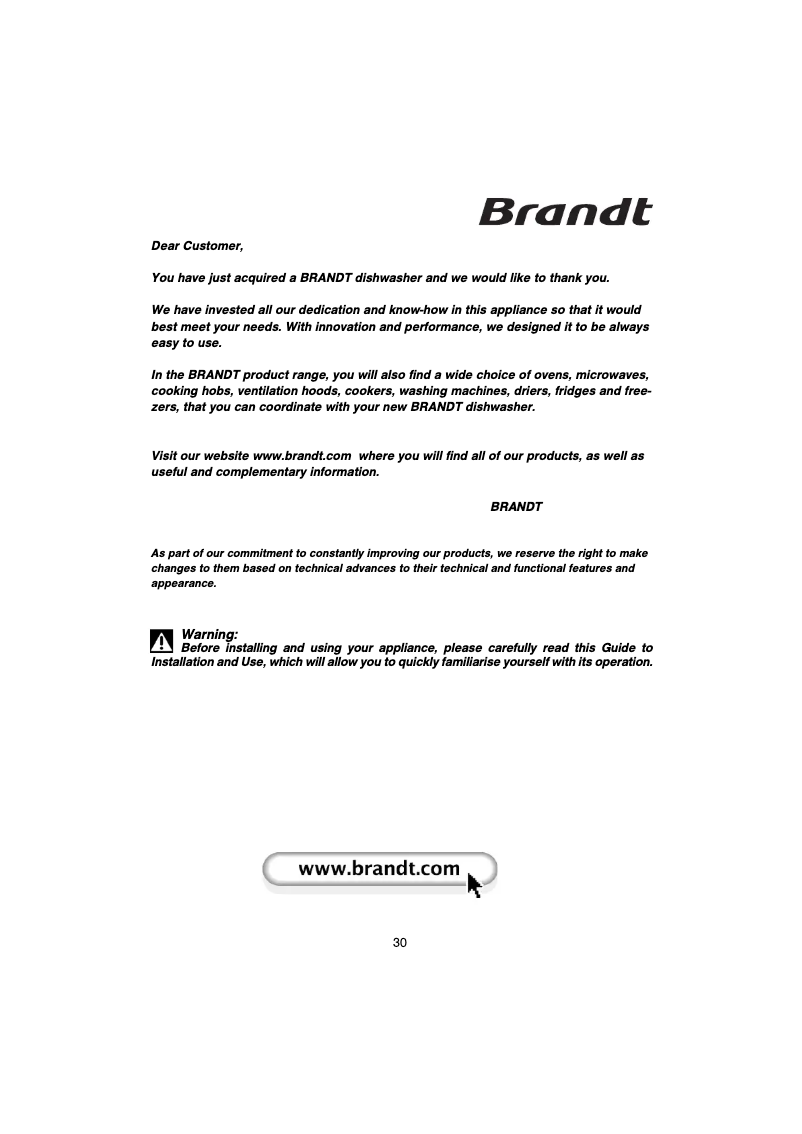 Página 1 del manual Manual de usuario Brandt VH925XE1