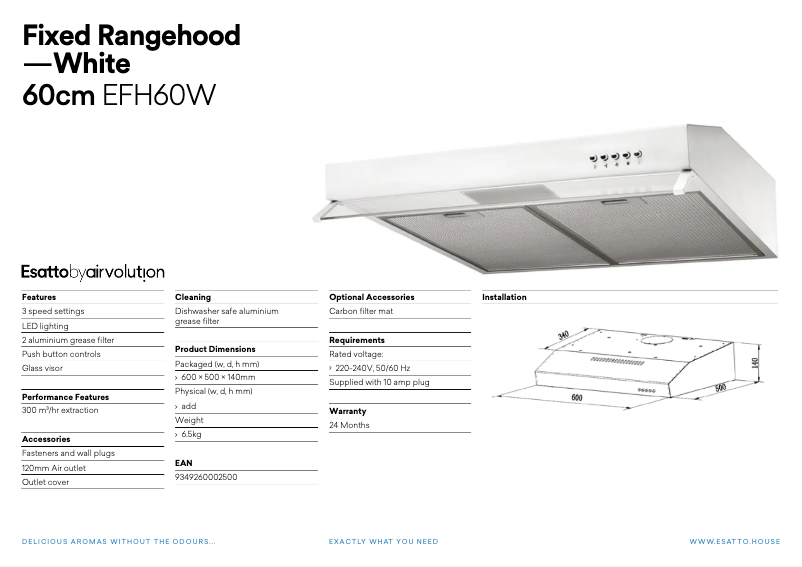 Imagen de la primera página del manual del dispositivo EFH60W