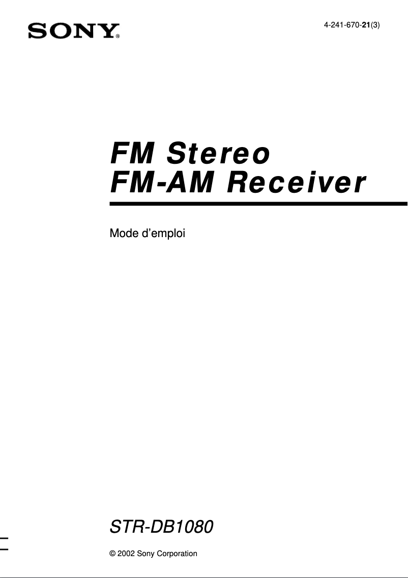 Imagen de la primera página del manual del dispositivo STR-DB1080