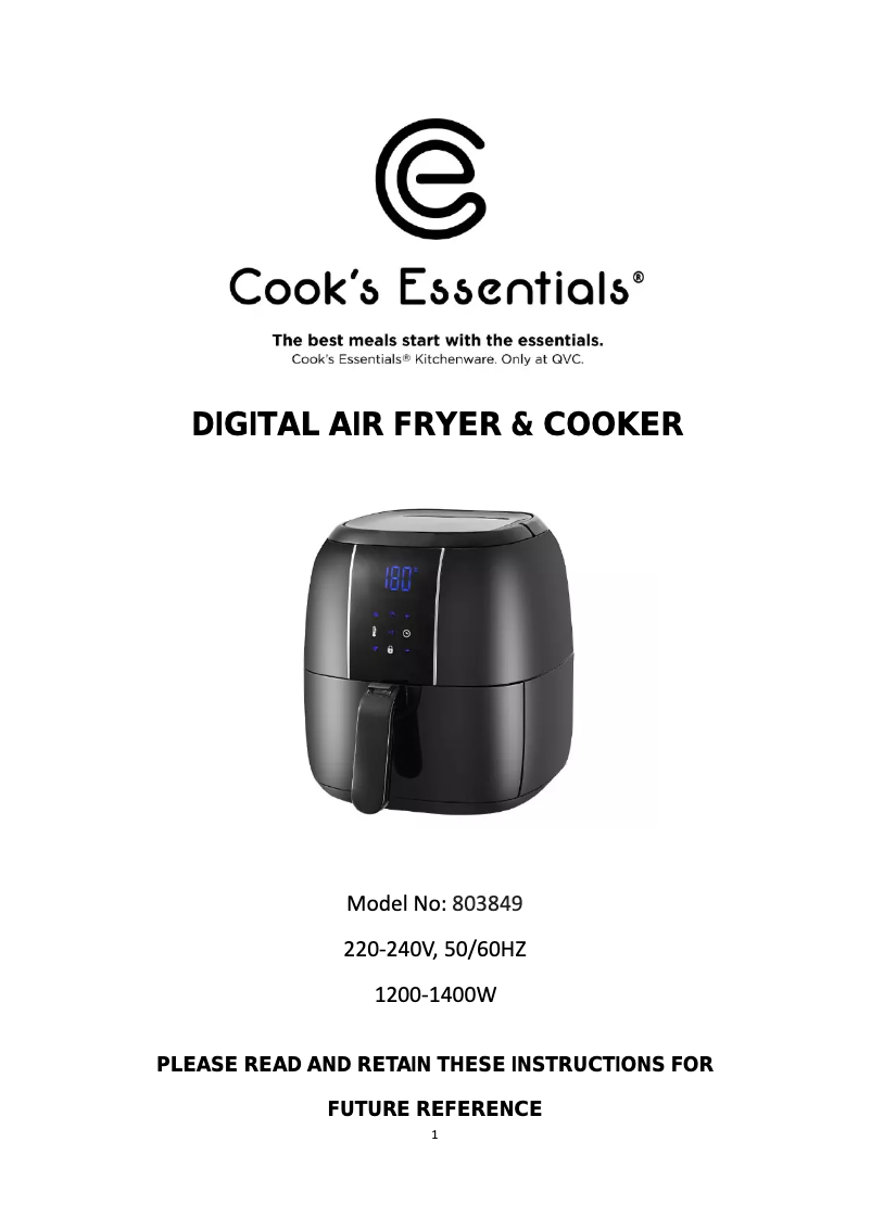 Imagen de la primera página del manual del dispositivo Air fryer 803849