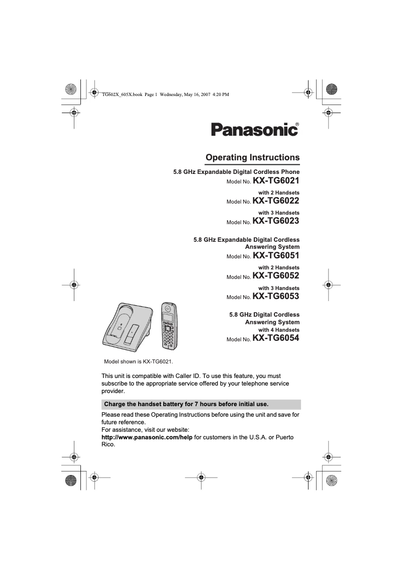 Página 1 del manual Manual de usuario Panasonic KX-TG605112