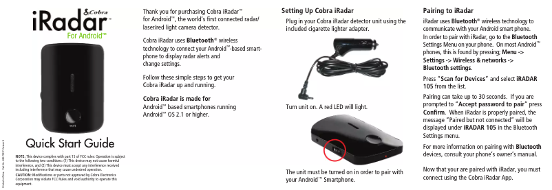 Página nº 1 - Manual de usuario Cobra iRadar 105A