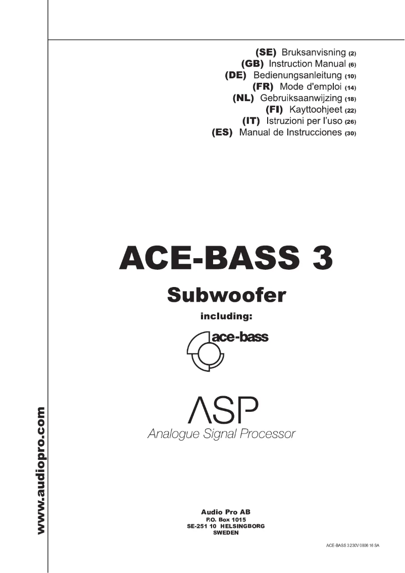 Imagen de la primera página del manual del dispositivo ACE-BASS 3