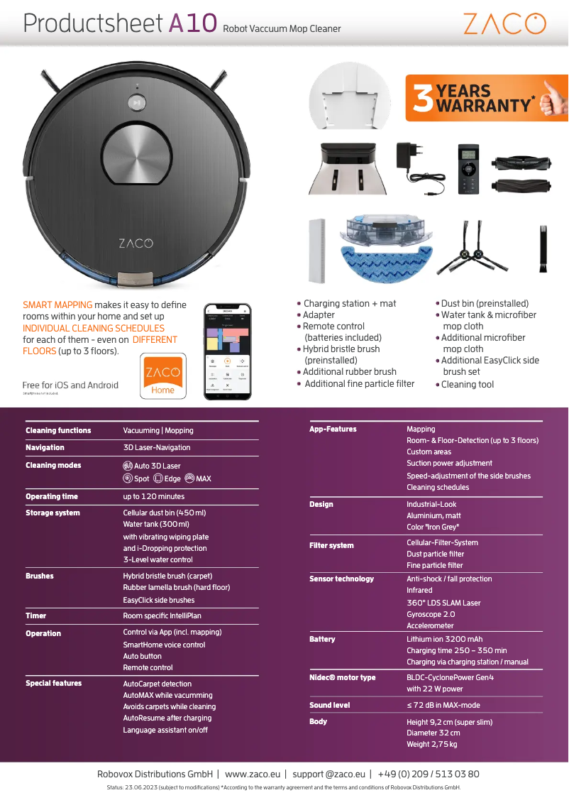 Página nº 1 - Ficha técnica Zaco A10