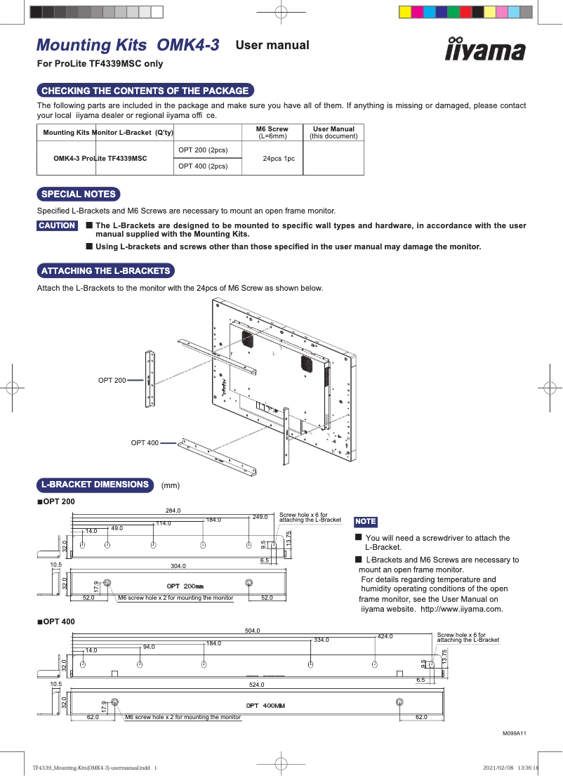 Página 1 del manual Manual de usuario Iiyama OMK4-3