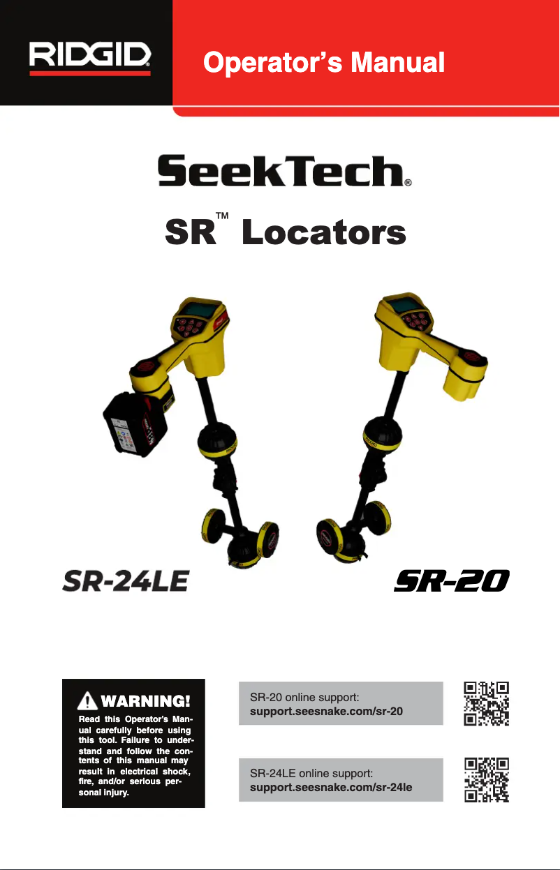 Página nº 1 - Manual de usuario Ridgid SeekTech SR-24LE