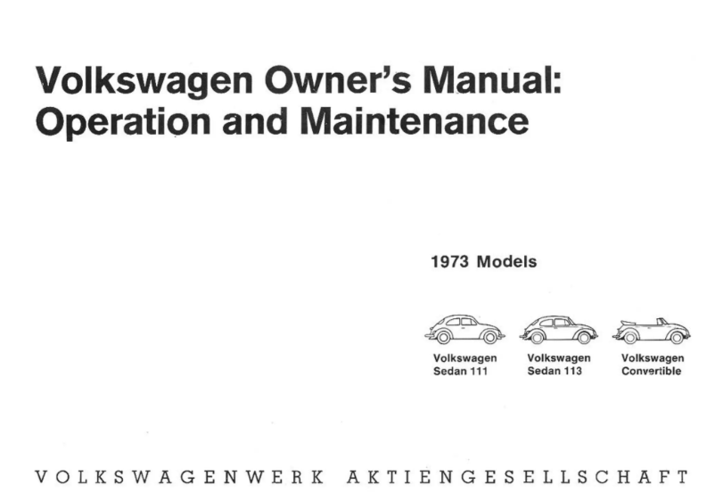 Página 1 del manual Manual de usuario Volkswagen Kever Sedan 111 (1973)