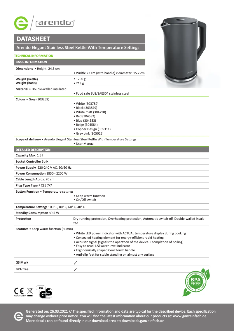 Imagen de la primera página del manual del dispositivo Elegant 305025