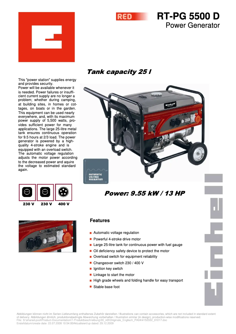 Página 1 del manual Manual de usuario Einhell RT-PG 5500 D