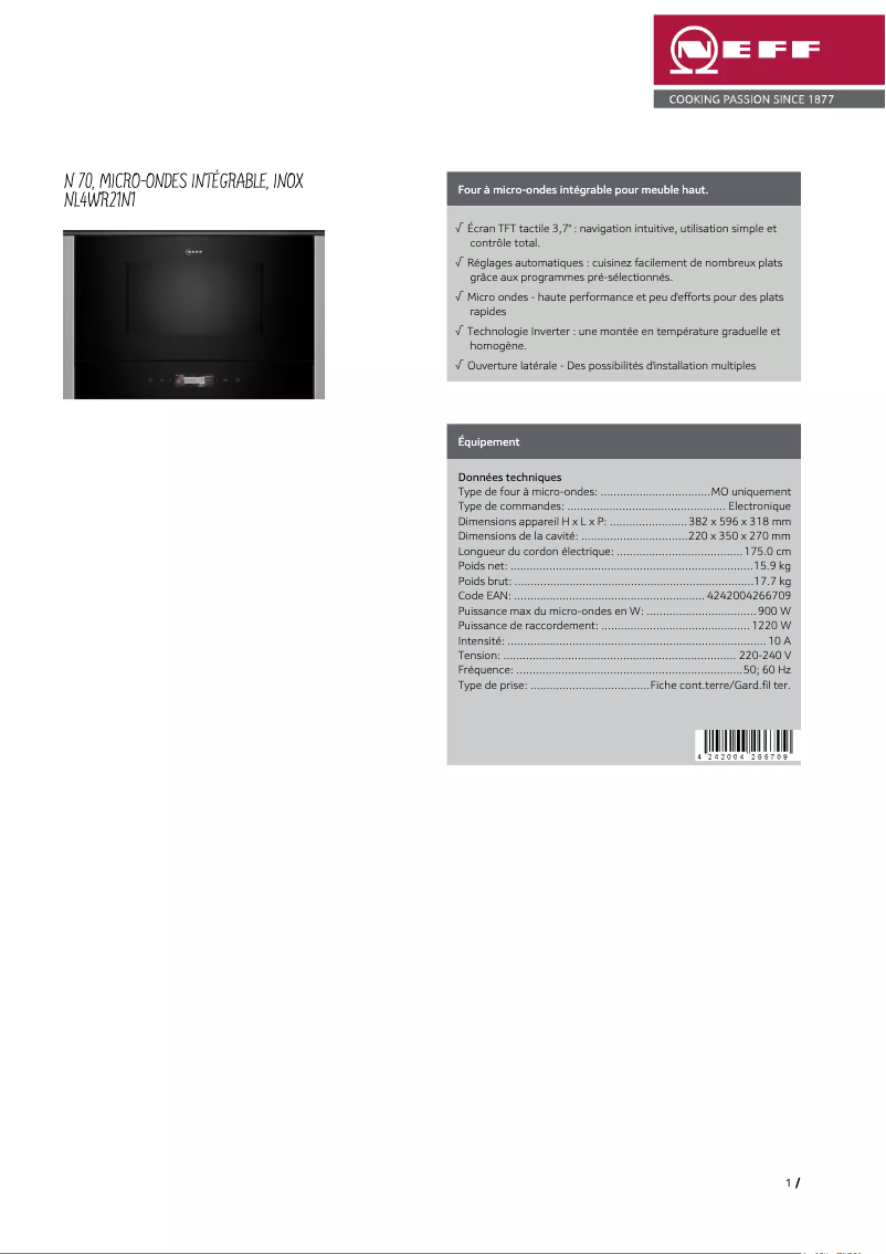 Imagen de la primera página del manual del dispositivo NL4WR21N1