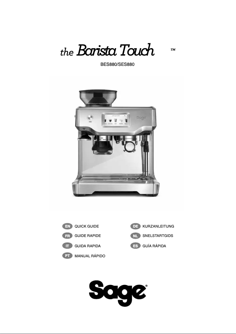 Imagen de la primera página del manual del dispositivo the Barista Touch BES880