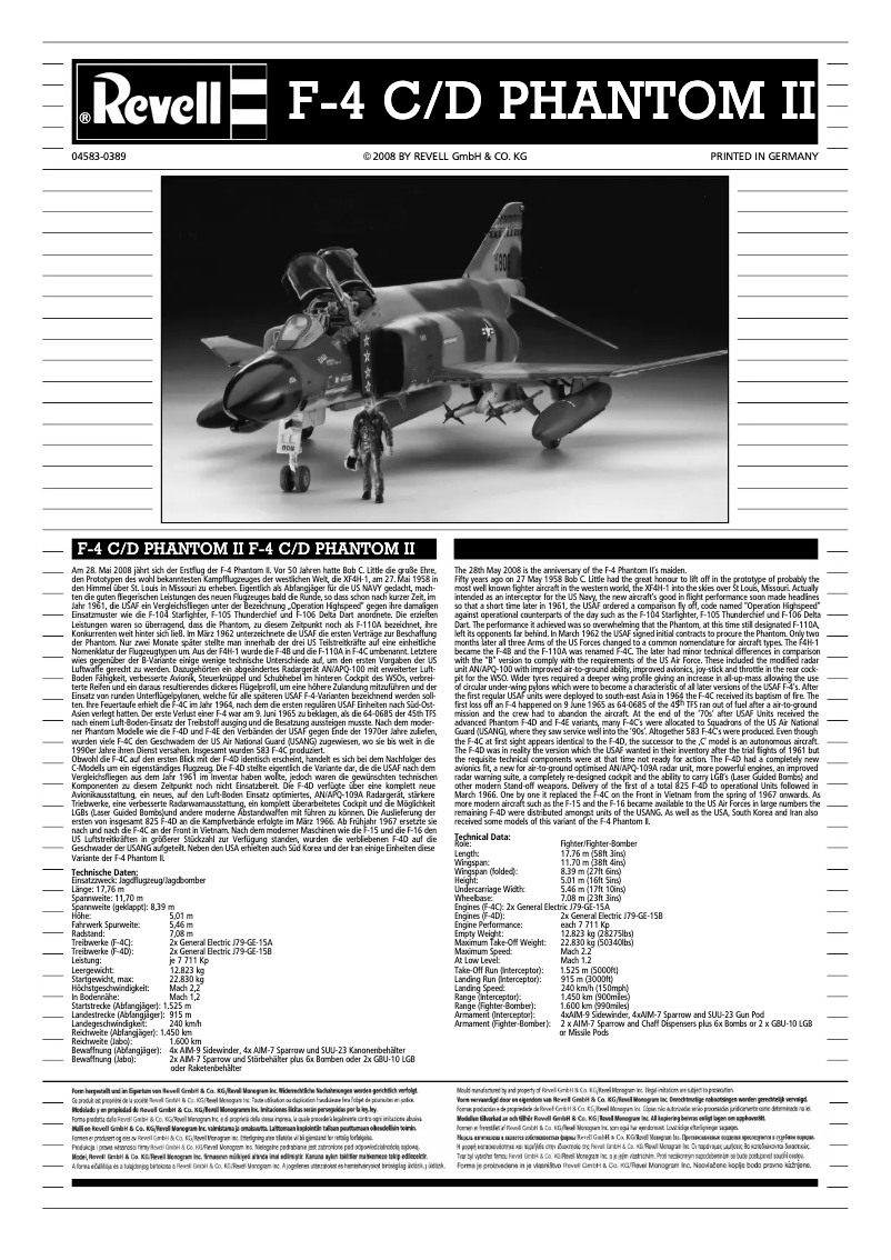 Página 1 del manual Manual de usuario Revell F-4 C/D Phantom II