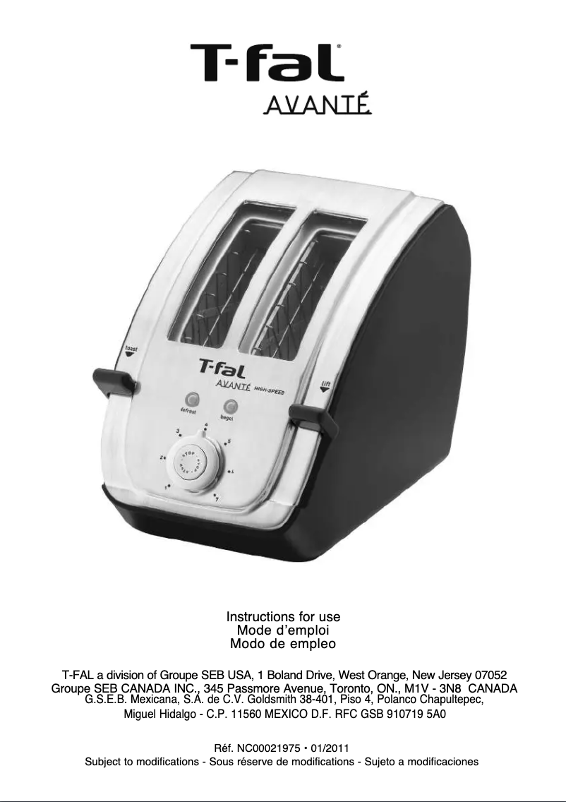 Imagen de la primera página del manual del dispositivo Avante TT7101