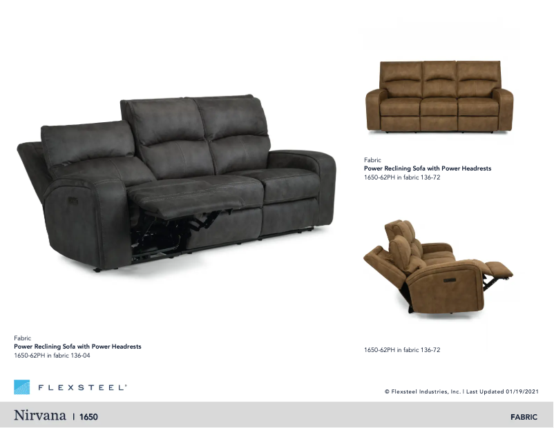 Página nº 1 - Manual de instrucciones Flexsteel Nirvana 1650-62PH