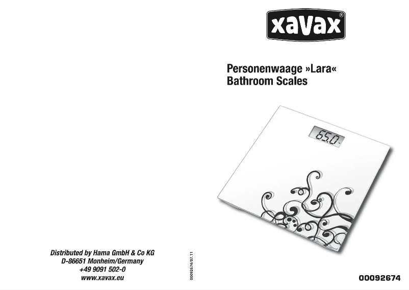 Página 1 del manual Manual de usuario Xavax Lara