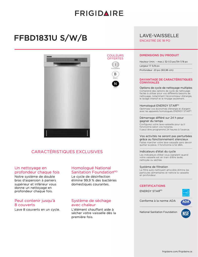 Imagen de la primera página del manual del dispositivo FFBD1831UB