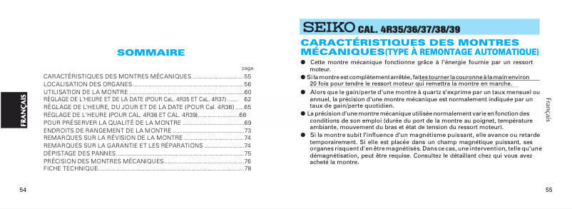 Página 1 del manual Manual de usuario Seiko Presage SSA355J1